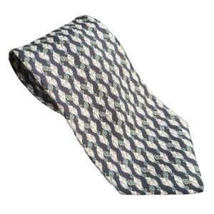 BROOKS BROTHERS USA MADE TWILL SILK NECKTIE BLACK WITH CREAM SEASHELLS
